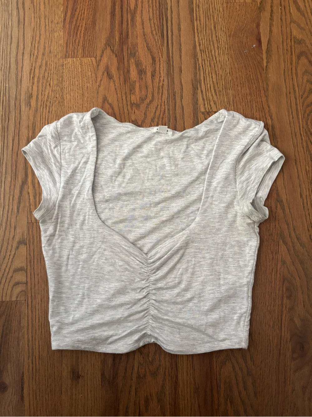 Garage Light Gray Ruched Scoop Neck Crop Top